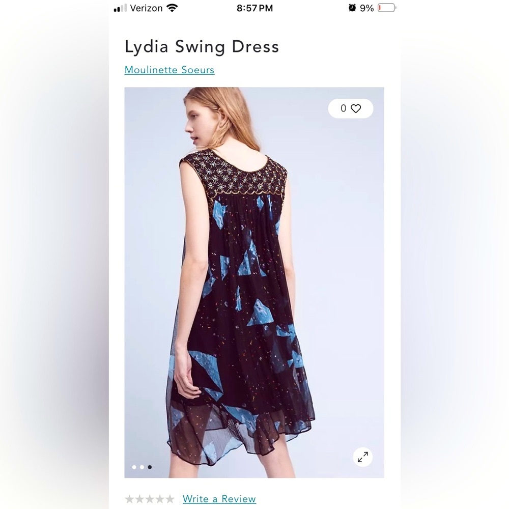 Anthropologie Moulinette Soeurs Lydia Swing Dress, Size 00P